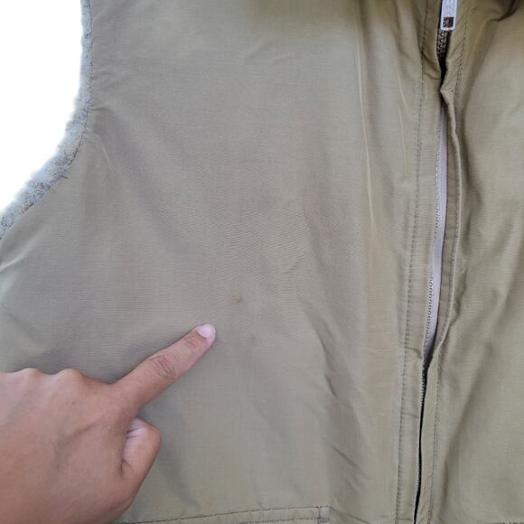 Woolrich USA Large 36 Vintage Puffy Arctic Cargo Vest Tan Nylon Sz Men Sz 36 - Picture 2 of 13